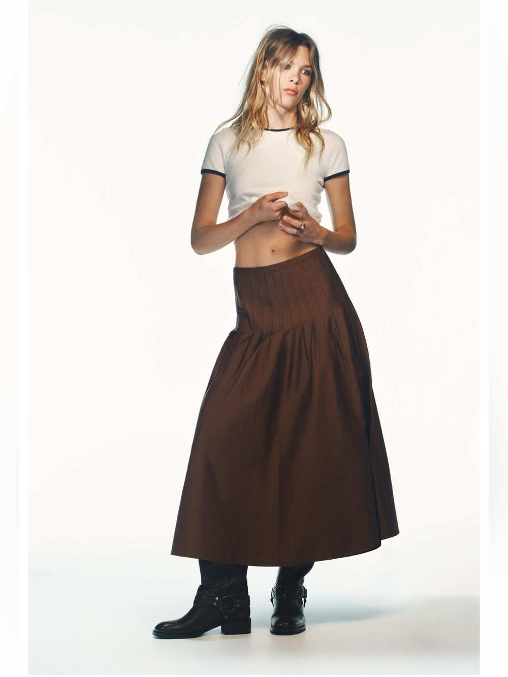ZARA PLEATED MIDI SKIRT